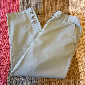 Lands' End Women’s Cropped Chinos with Side Button Detail Back Elastic Waist